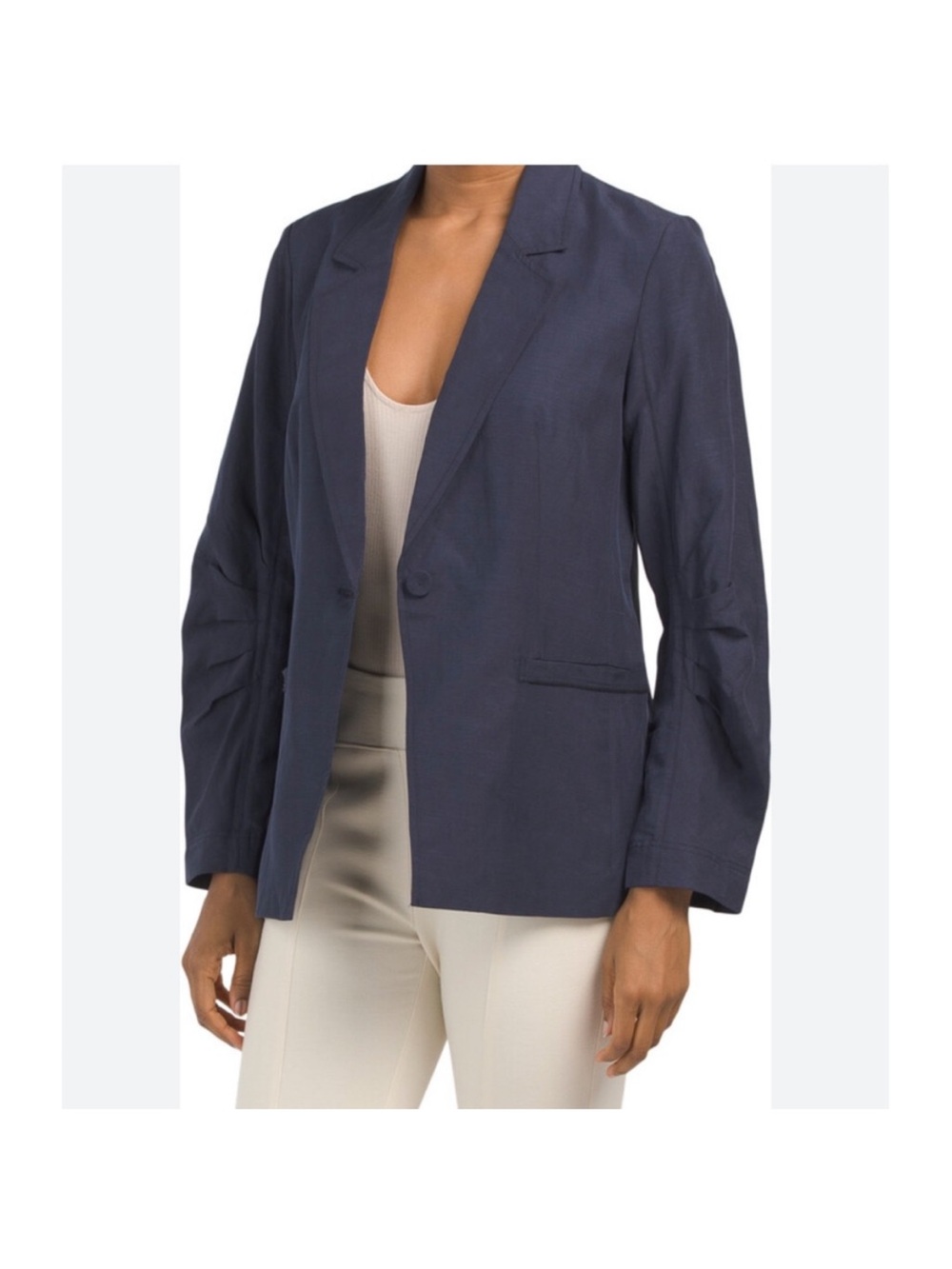Kobi Halperin Torryn Linen Blend Blazer, Navy Blue, Size Small